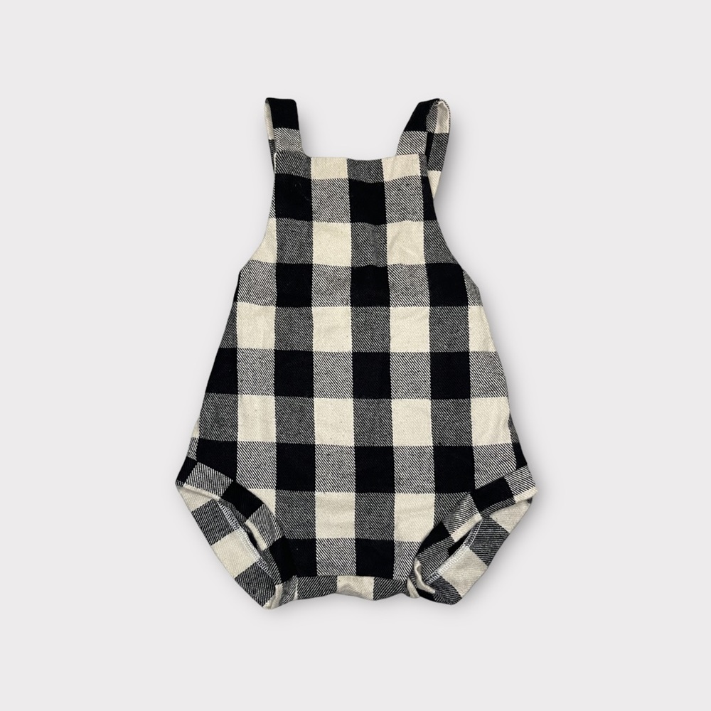 Happy Hadley Black & White Plaid Romper
